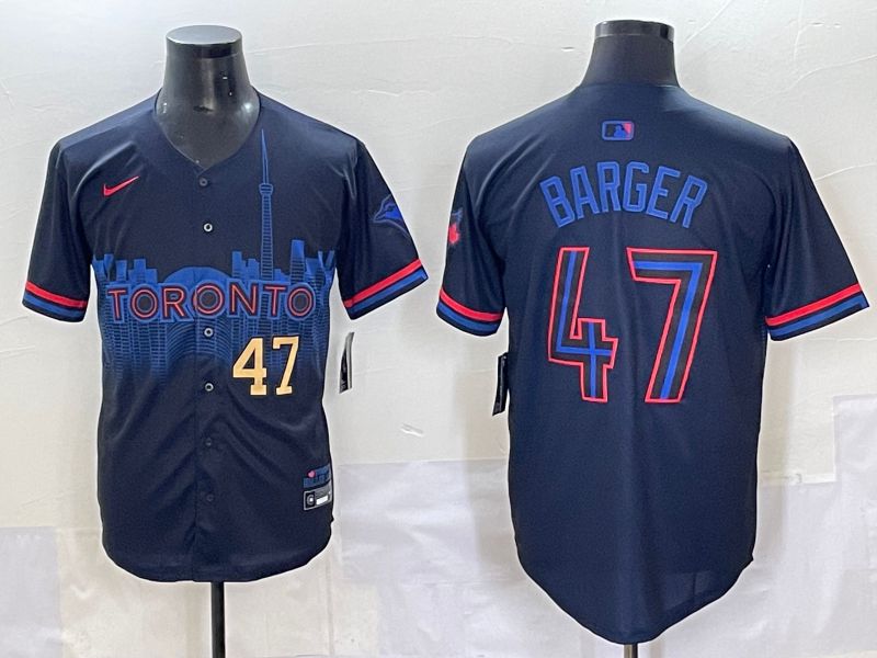 Men 2025 Toronto Blue Jays 47 Barger Black Joint Name Nike MLB Jersey style 3